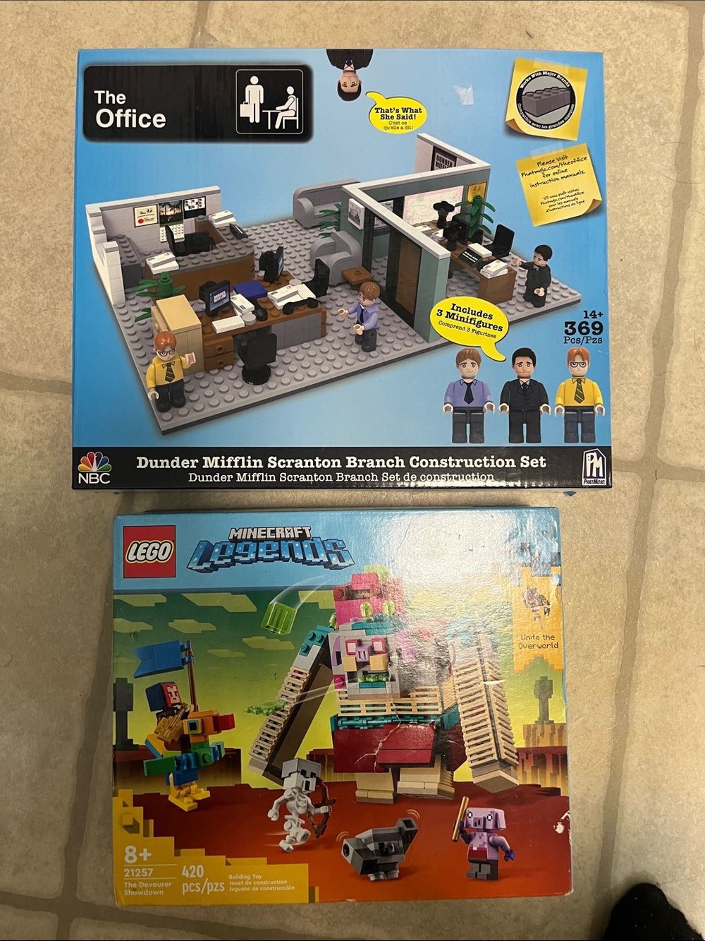 Two NEW LEGO sets. Minecraft and The Office